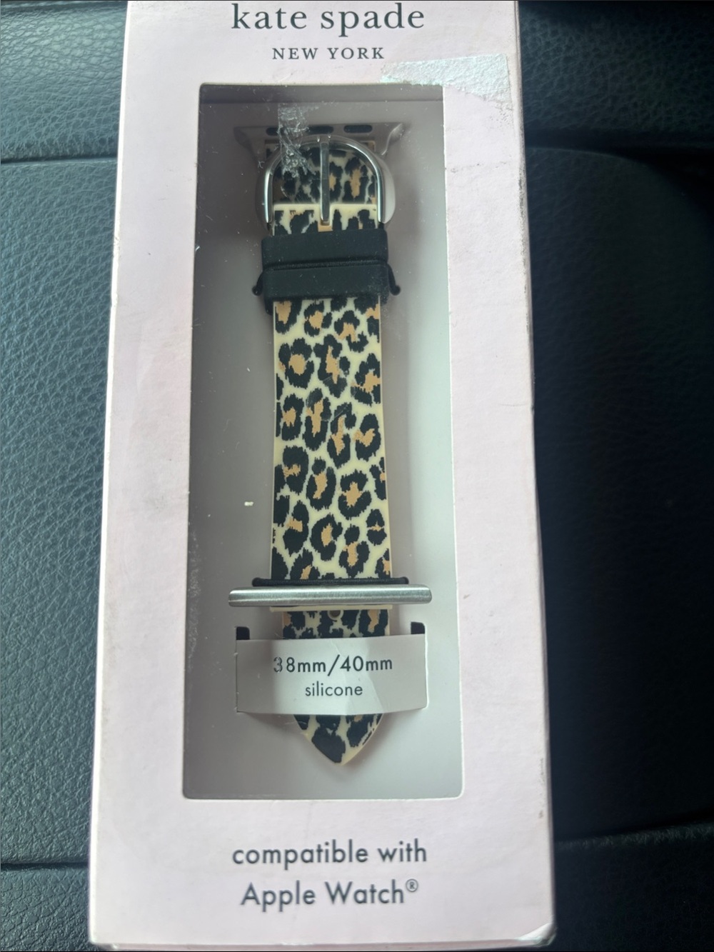 kate spade Leopard Print Silicone Watch Band in Black and Tan - Picture 3 of 3